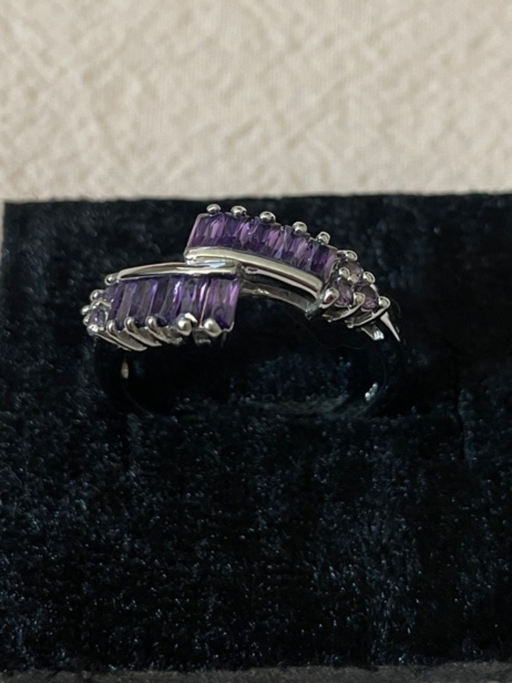 Sterling Silver Amethyst Accent Ring - Purple